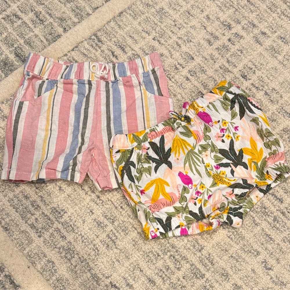 Carter's Pink Striped and Floral Kids Shorts